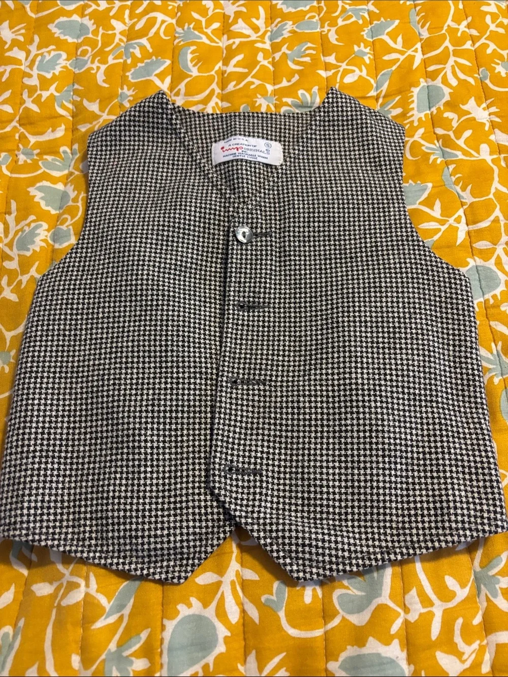 Vintage Imp Originals Vest Wool Houndstooth Black White